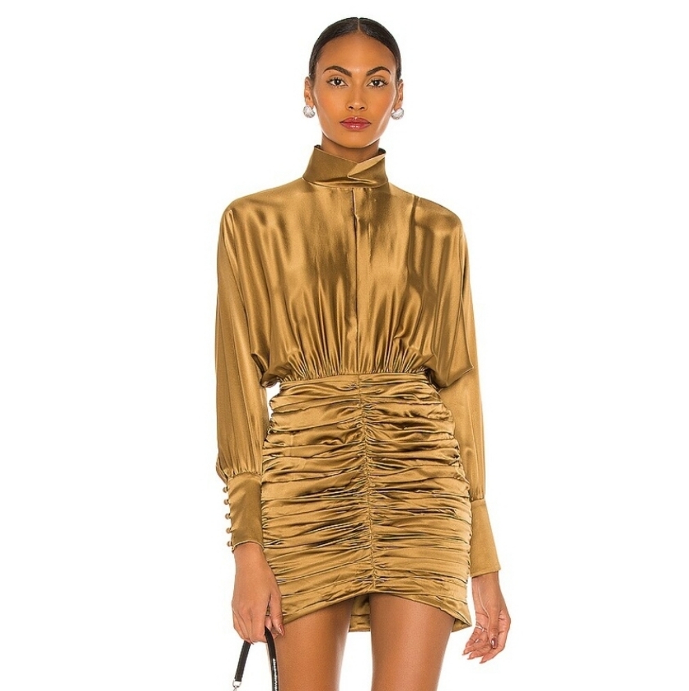 RETROFÉTEBarbara Ruched Silk Satin Dress